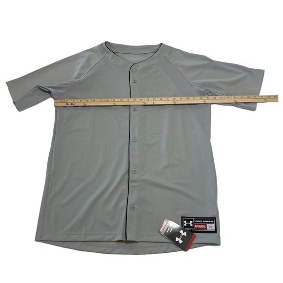 Under Armour Mens Large Gray Baseball Heat Gear Full Button Jersey NWT - Picture 7 of 8